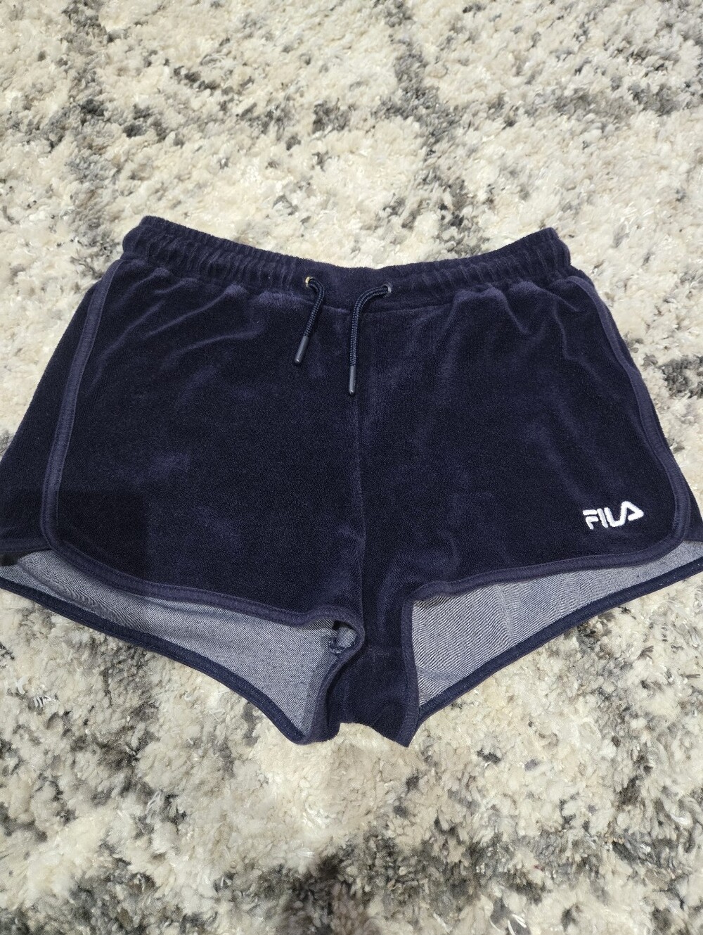 FILA Navy Terry Athletic Shorts with Contrast Trim XS
